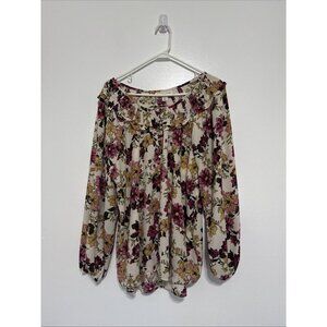 Emaline Floral Top XL 3/4 Sleeve 100% Polyester Machine Wash Blouse
